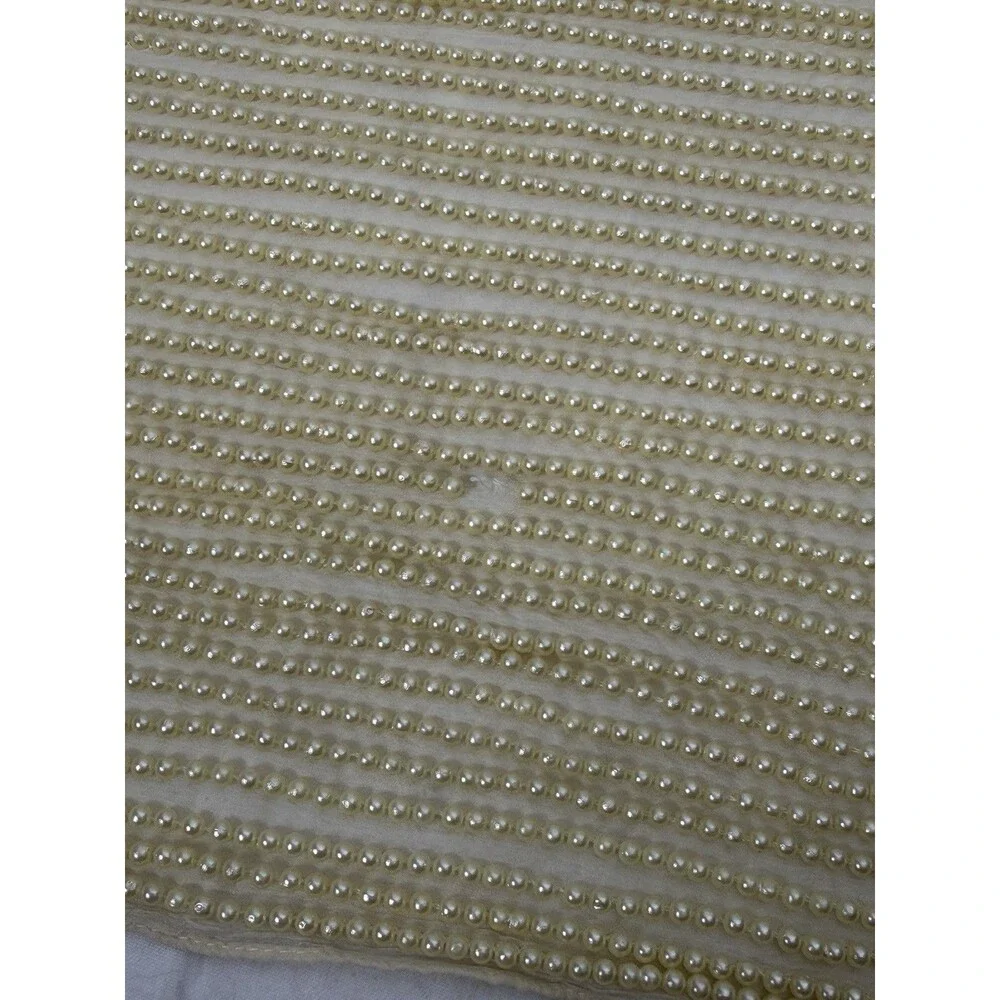 The J. Peterman Company 100% Silk Pearl Like Beads Scarf Vintage 67 1/2 Inches